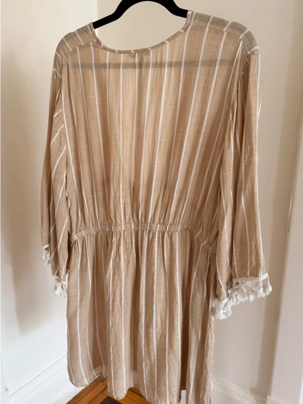 blue island Beige and White Striped Tunic Top - Picture 5 of 5